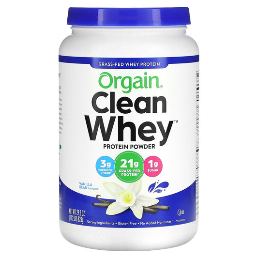 Orgain, Grass-Fed Whey Protein, Clean Whey Protein Powder, Vanilla Bean, 1.82 lbs (828 g)
