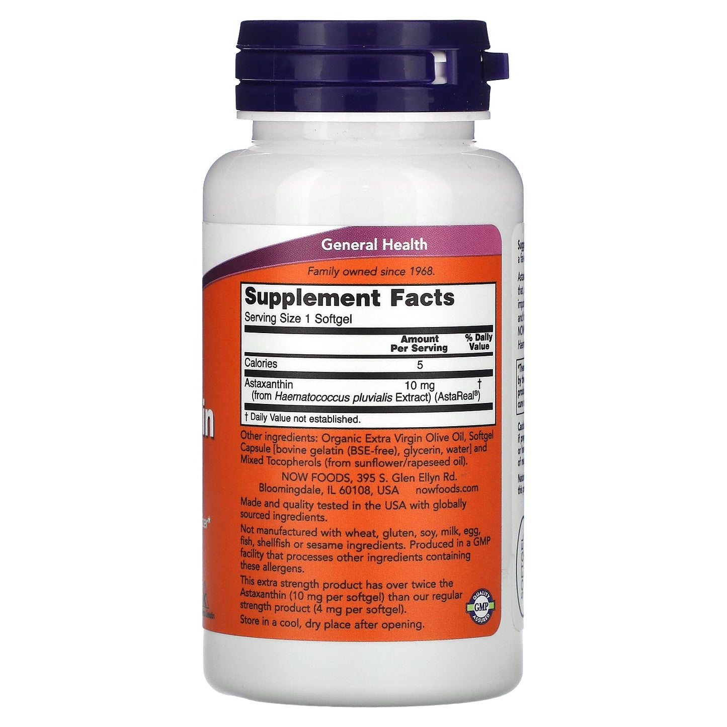 NOW Foods, Astaxanthin, Extra Strength, 10 mg, 60 Softgels
