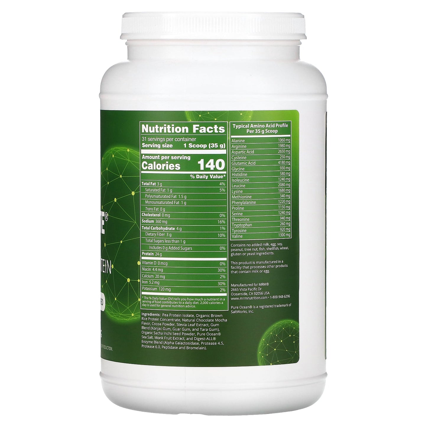 MRM Nutrition, Veggie Elite, Performance Protein, Chocolate Mocha, 2.45 lb (1,110 g)