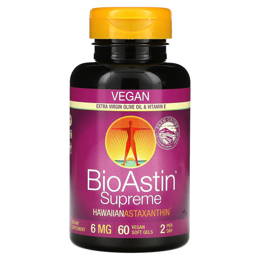 Nutrex Hawaii, BioAstin Supreme, Hawaiian Astaxanthin, 6 mg, 60 Vegan Soft Gels